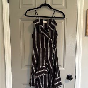 Elegant Black and White Striped Dress